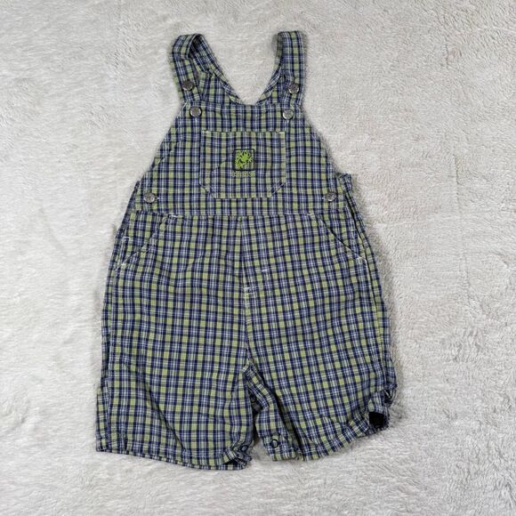 Vintage OshKosh B’Gosh Plaid Frog Boys Overalls - Picture 1 of 7